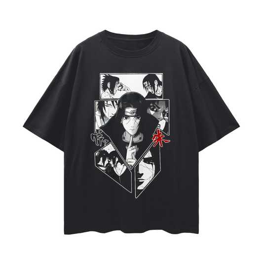 Anime Streetwear - Loose Drop Shoulder - Black T-Shirt