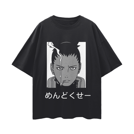 Anime Streetwear - Loose Drop Shoulder - Black T-Shirt